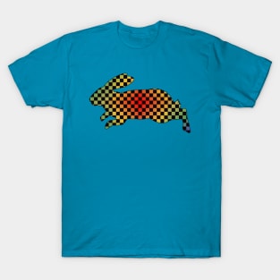 Rainbow Checkerboard Rabbit T-Shirt